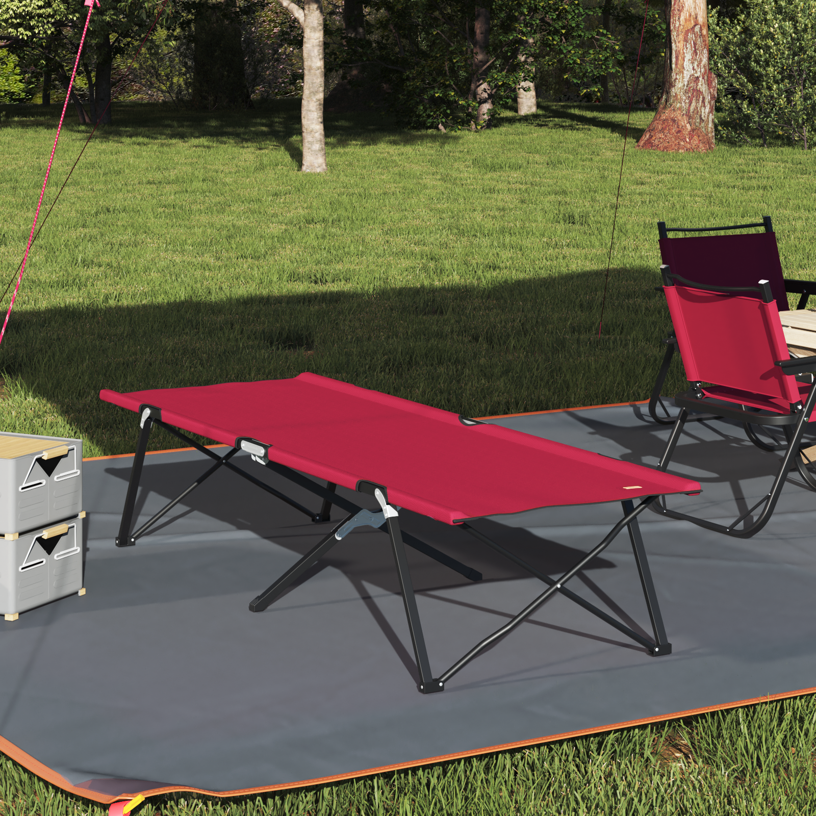 Letto Da Campeggio Pieghevole Rosso 206 X 76 X 74 cm