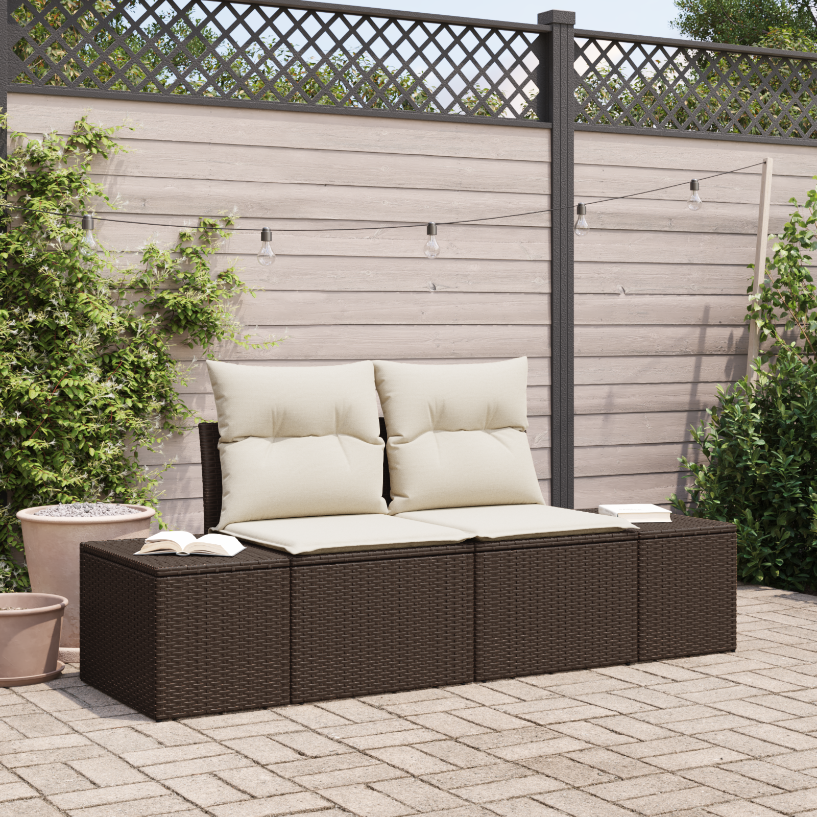 Divano Da Giardino Marrone 123 X 62 X 69cm Polyrattan