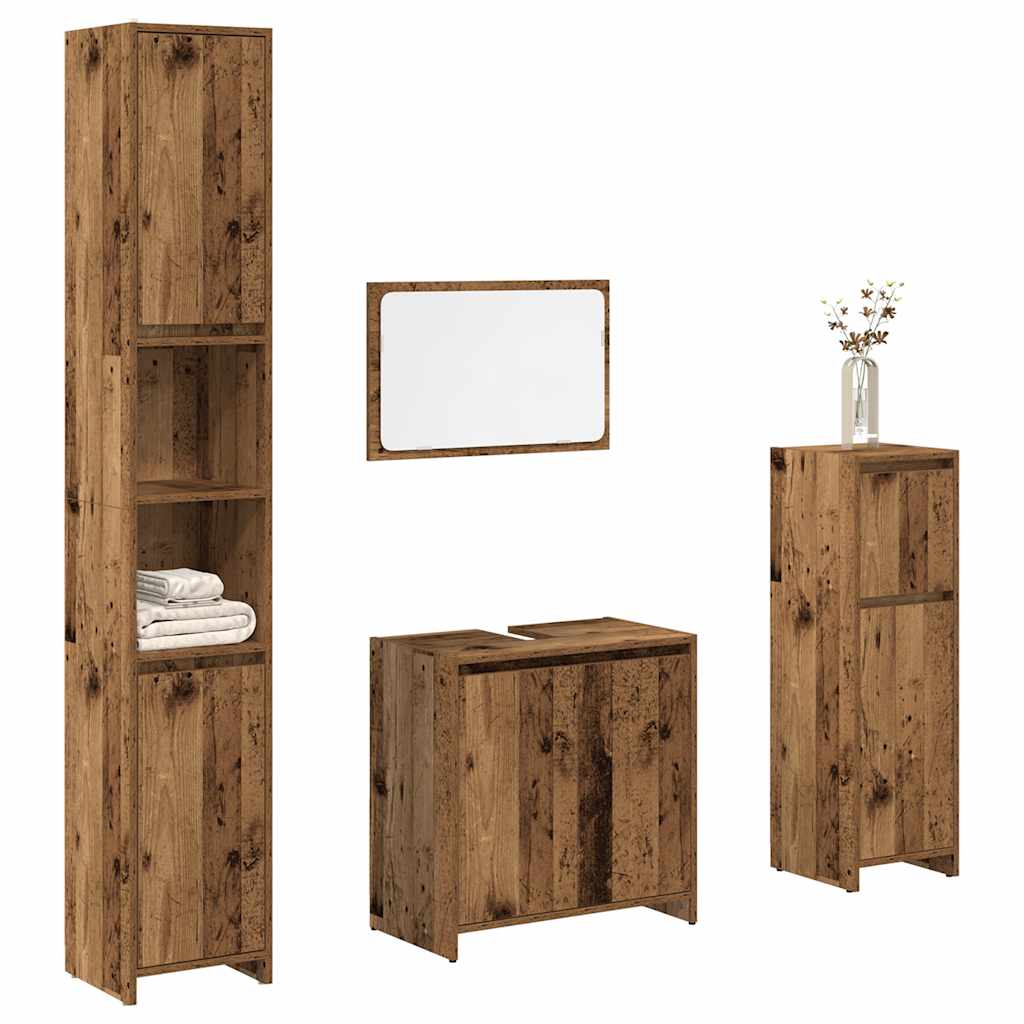 Set Mobili Da Bagno 4 Pz Legno Antico In Legno Multistrato