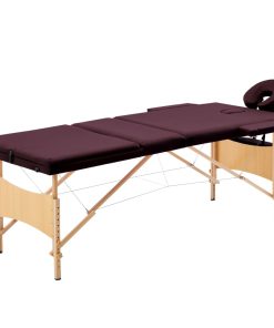 Lettino Da Massaggio Pieghevole A 3 Sezioni In Legno Viola Vino
