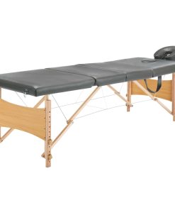 Lettino Da Massaggio 4 Zone Telaio In Legno Antracite 186x68cm