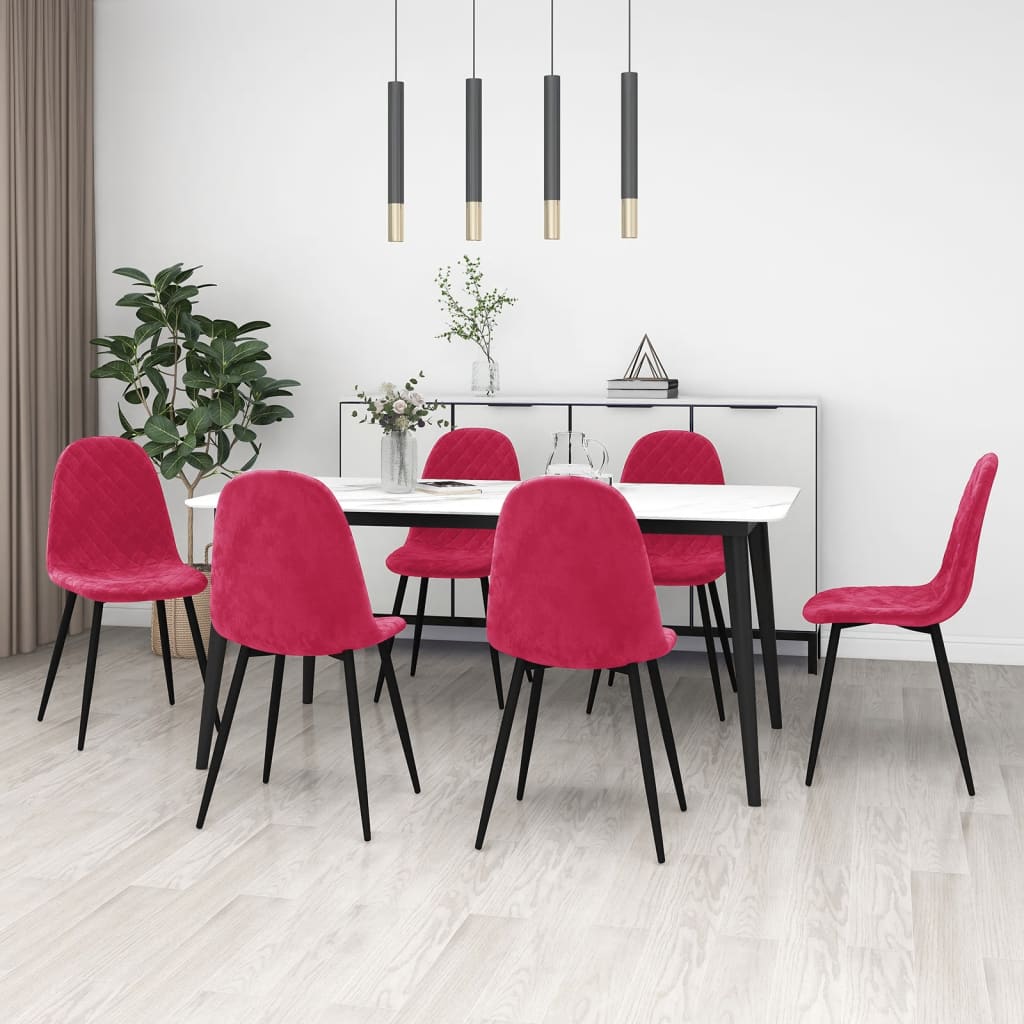 Sedie Da Pranzo 6 Pz Rosso Vino In Velluto