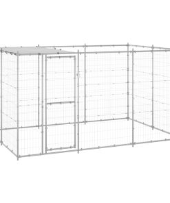 Gabbia Per Cani Da Esterno In Acciaio Zincato Con Tetto 7,26 m²