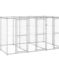 Gabbia Per Cani Da Esterno In Acciaio Zincato Con Tetto 7,26 m²