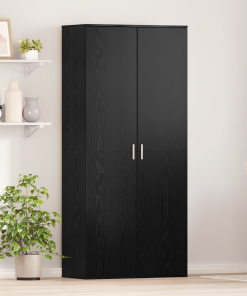 Credenza Rovere Nero 80 X 39 X 178 Cm Legno Multistrato