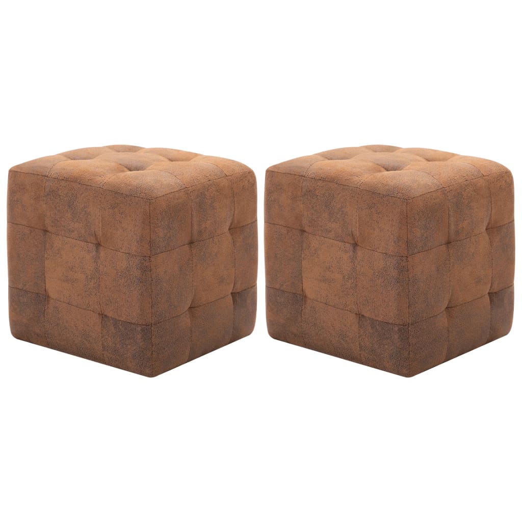 Comodini 2 Pz Marrone 30x30x30 Cm In Similpelle Scamosciata