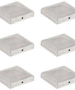 Tappi Per Pali A Piramide 6 Pz In Metallo Zincato 101x101 mm