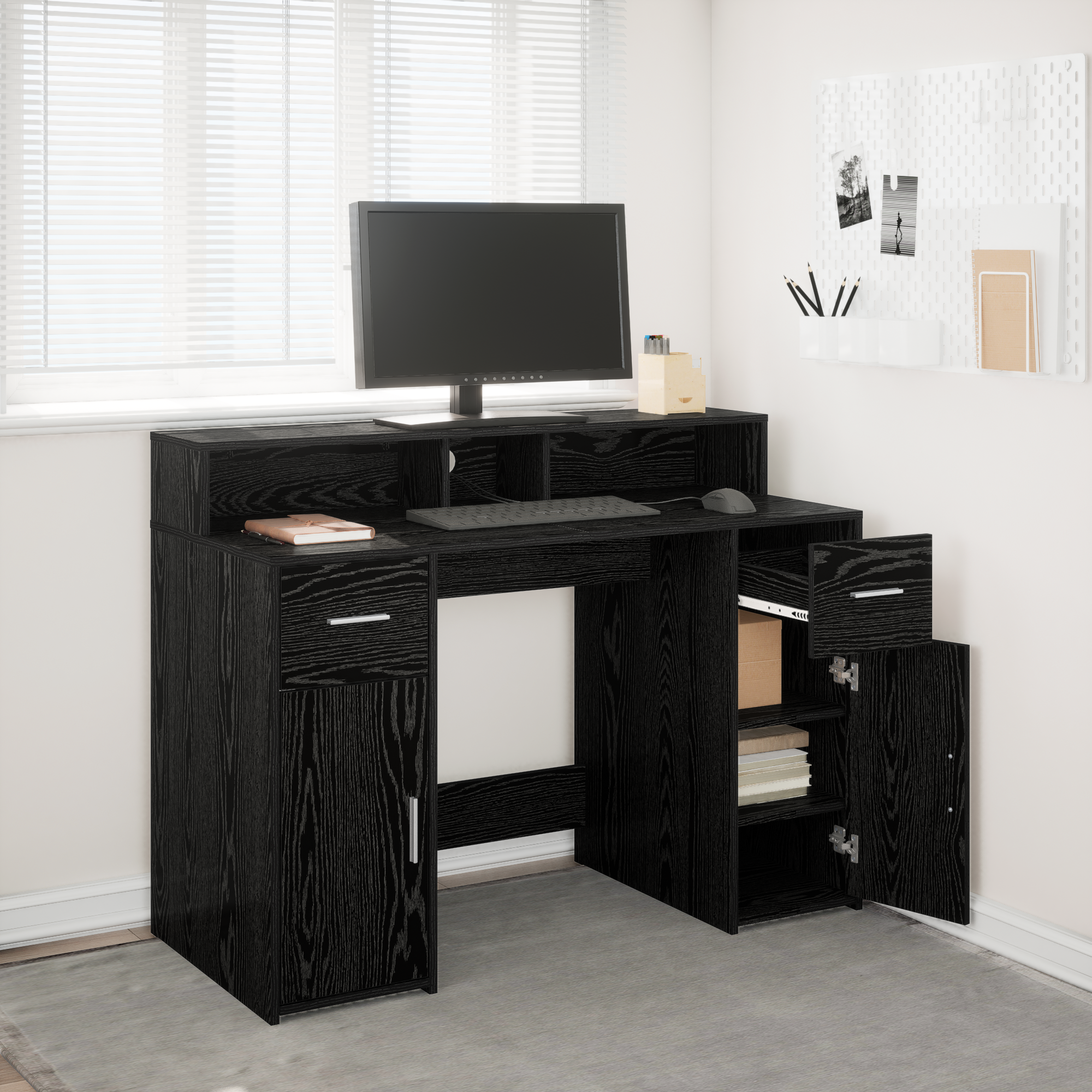 Scrivania Rovere Nero 120 X 55 X 91 Cm Legno Multistrato