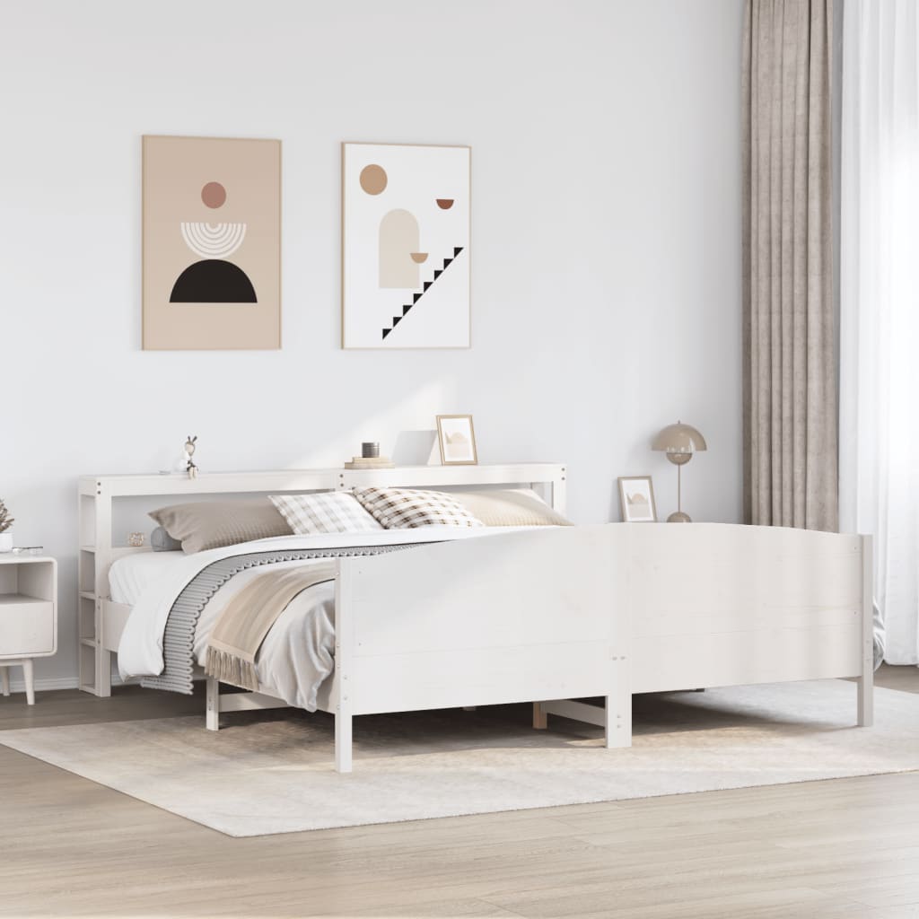 Letto Senza Materasso Bianco 180x200 Cm Legno Massello Di Pino