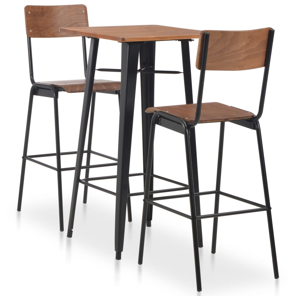 Set Da Bar 3 Pz In Acciaio Marrone Nero