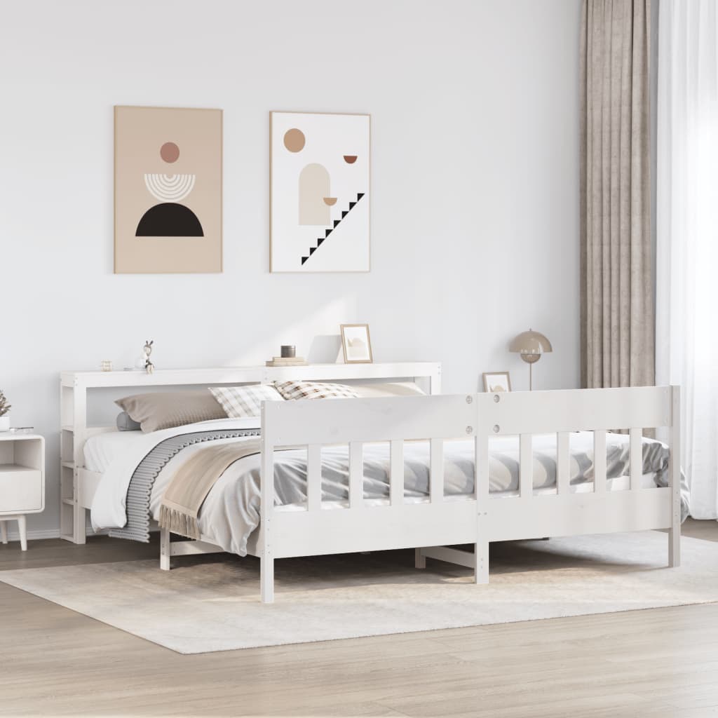 Letto Senza Materasso Bianco 180x200 Cm Legno Massello Di Pino