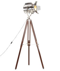 Lampada Da Terra A Treppiede Legno Massello Di Mango 180 cm