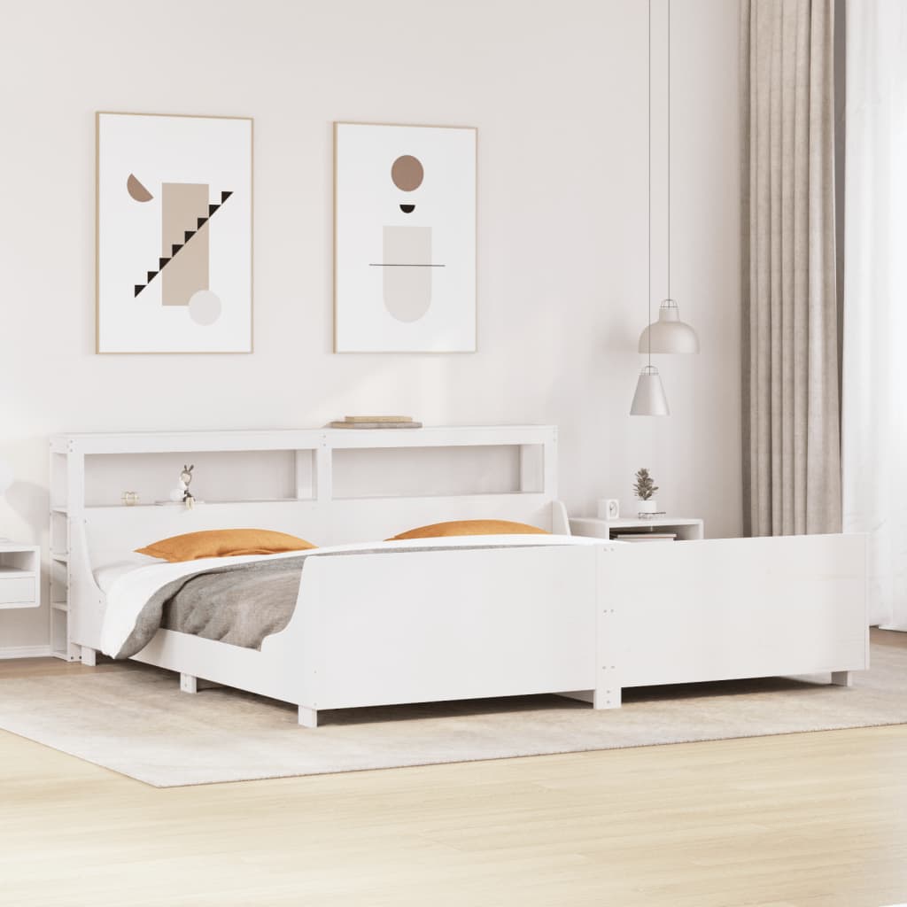 Letto Senza Materasso Bianco 180x200 Cm Legno Massello Di Pino