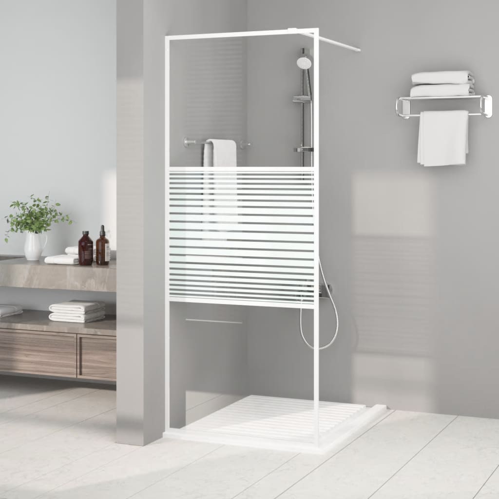 Parete Doccia Walk In Bianca 80x195 Cm Vetro Trasparente Esg