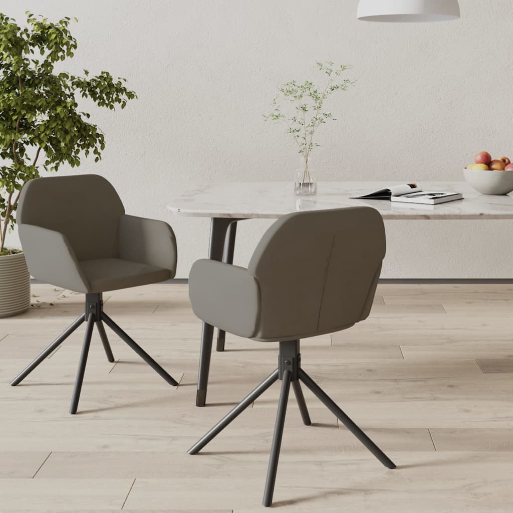 Sedie Da Pranzo Girevoli 2 Pz Grigio Scuro In Velluto