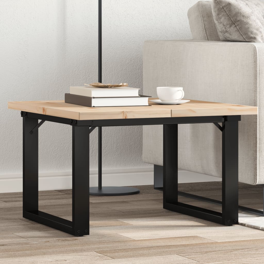 Tavolino Salotto Telaio A O 70x70x40,5cm Legno Pino E Acciaio