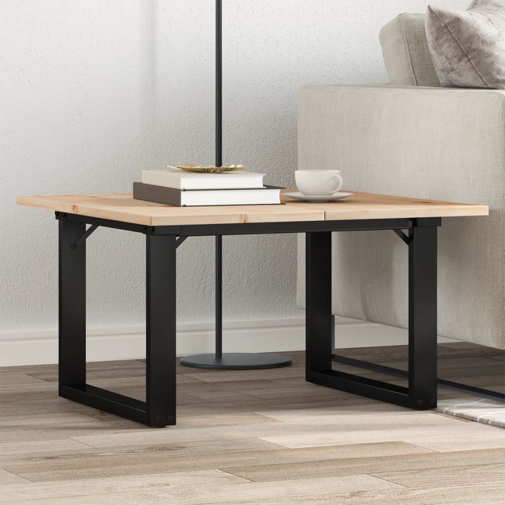 Tavolino Da Salotto Telaio A O 70x70x40cm Legno Pino E Acciaio