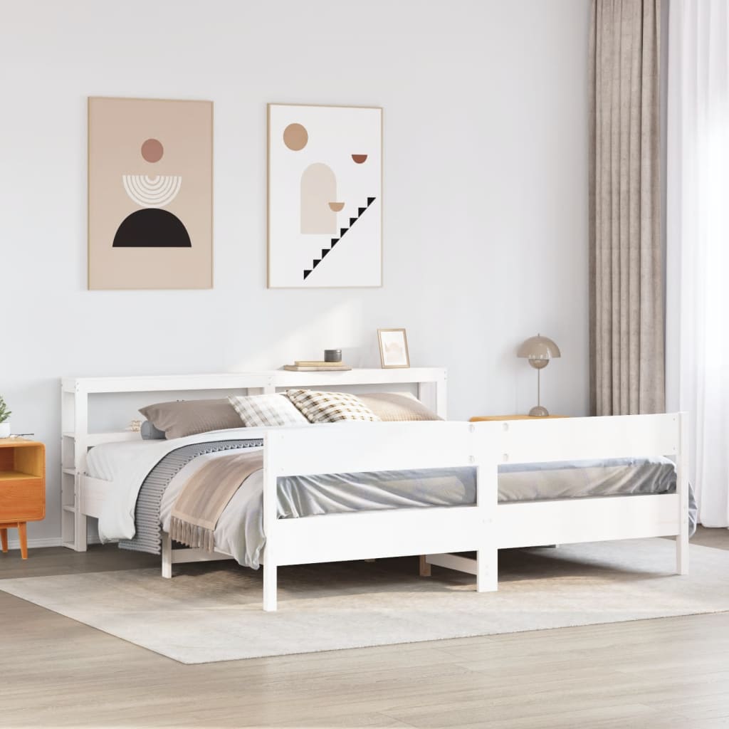 Letto Senza Materasso Bianco 180x200 Cm Legno Massello Di Pino