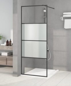 Parete Doccia Walk In Nera 80x195 Cm Vetro Semi Smerigliato Esg