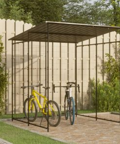 Tettoia Per Biciclette 190x190x222 Cm In Acciaio Nero