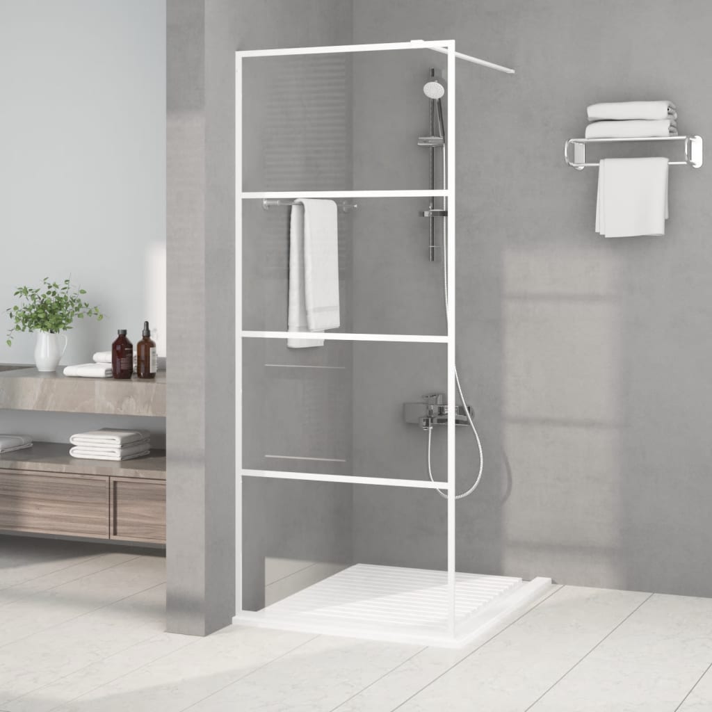Parete Doccia Walk In Bianca 80x195 Cm Vetro Trasparente Esg