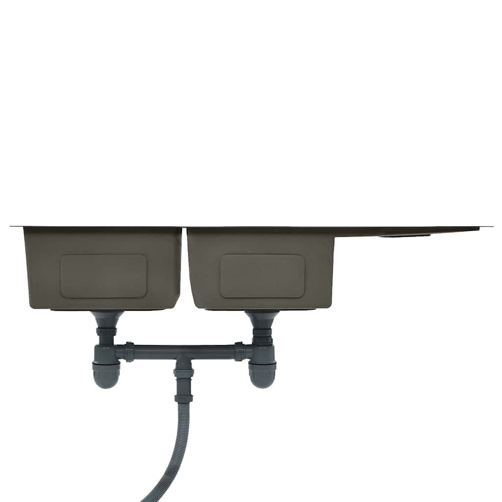 Lavello Da Cucina Lavorato A Mano Nero In Acciaio Inox - Image 5