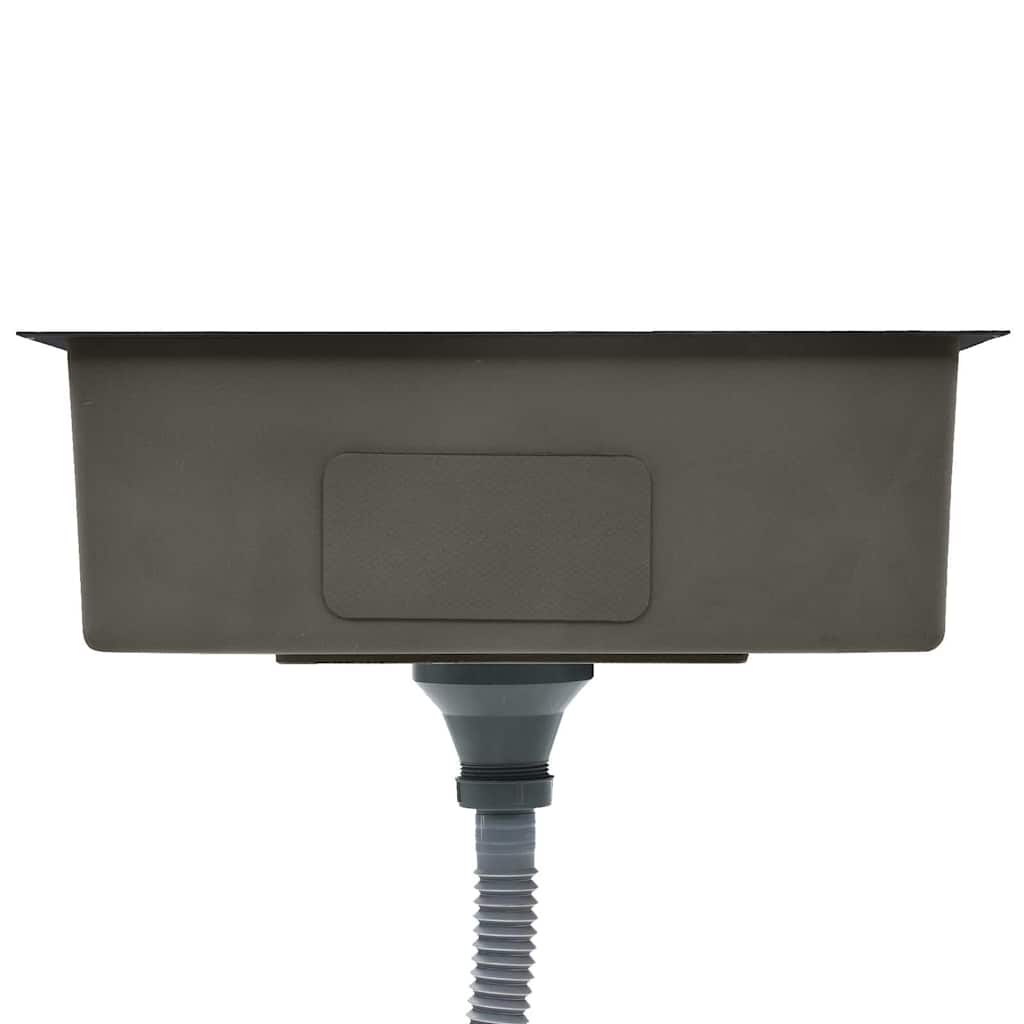 Lavello Da Cucina Lavorato A Mano Nero In Acciaio Inox - Image 5