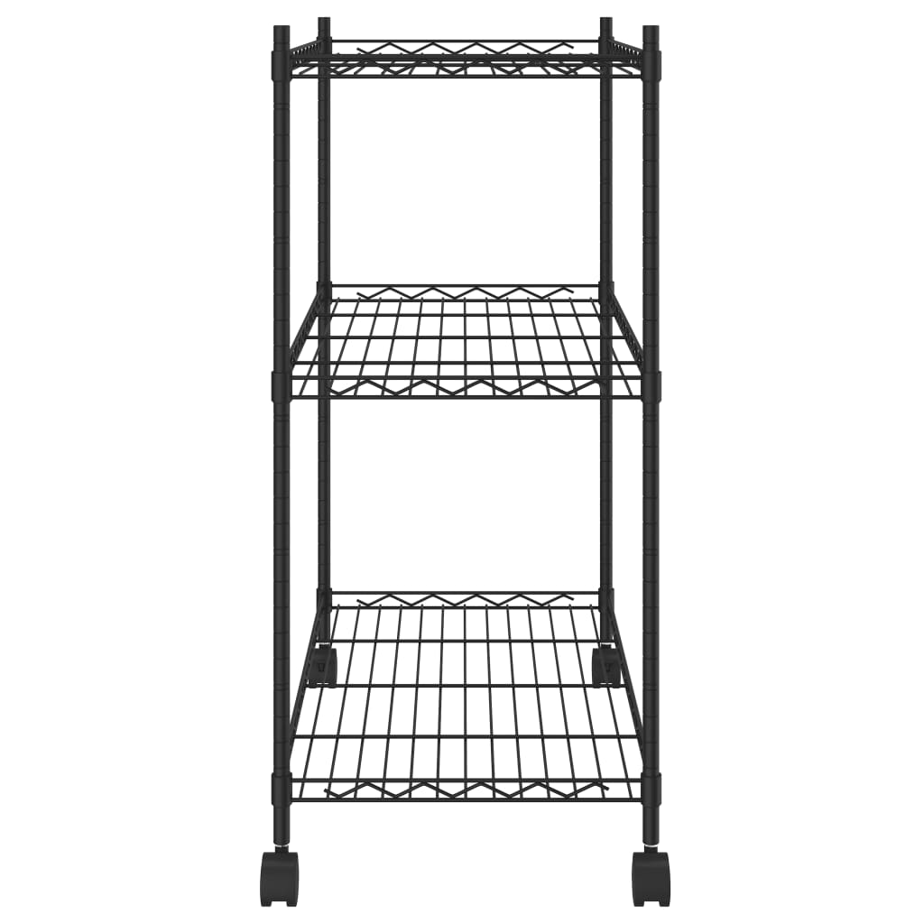Scaffale A 3 Livelli Con Ruote 60x35x81 Cm Nero 150 kg - Image 4