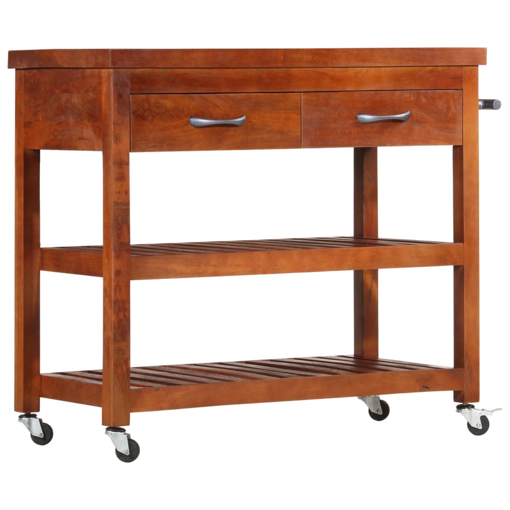 Carrello Da Cucina 100x48x89 Cm In Legno Massello Di Acacia