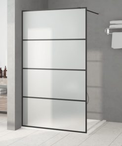 Parete Doccia Walk In Nera 115x195 Cm Vetro Smerigliato Esg