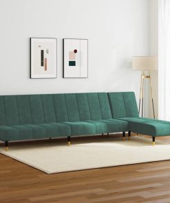 Set Di Divani 2 Pz Verde Scuro In Velluto