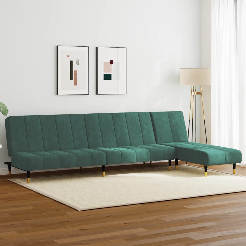 Set Di Divani 2 Pz Verde Scuro In Velluto