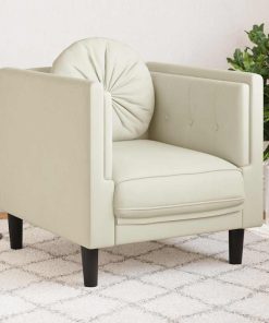 Poltrona Con Cuscino Crema In Velluto