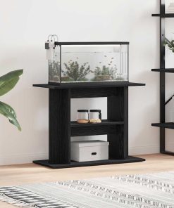 vidaXL Soporte para acuario de madera de roble negro 80x35x60 cm