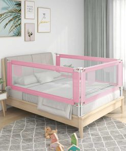 vidaXL Kleinkind-Bettschutzgitter Rosa 120x25 cm Stoff