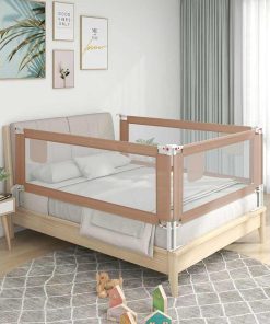 vidaXL Kleinkind-Bettschutzgitter Taupe 120x25 cm Stoff