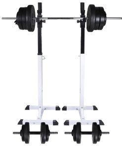 vidaXL Kniebeugen-/Langhantelständer mit Hantel-Set 60,5 kg