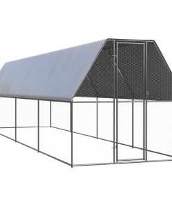 vidaXL Outdoor-Hühnerkäfig 2x8x2 m Verzinkter Stahl
