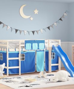 vidaXL Vorhänge für Hochbett Blau Polyester