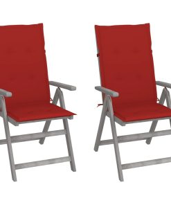 vidaXL Verstellbare Gartenstühle 2 Stk. mit Auflagen Massivholz Akazie