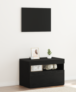 Mueble de TV vidaXL con luces LED Negro Roble 60x35x40 cm de madera