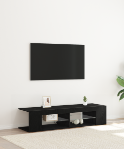 Mueble para TV vidaXL con luces LED en color negro y roble, de 135x39x30 cm, hecho de madera