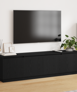 mueble para TV vidaXL con LED Negro Roble 180x38x49 cm Madera elaborada
