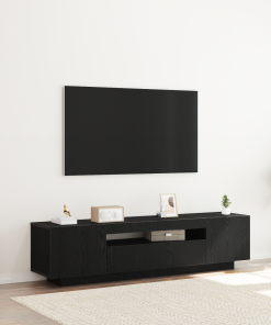 Mueble para TV vidaXL con luces LED Negro Roble 160x35x40 cm Madera de calidad