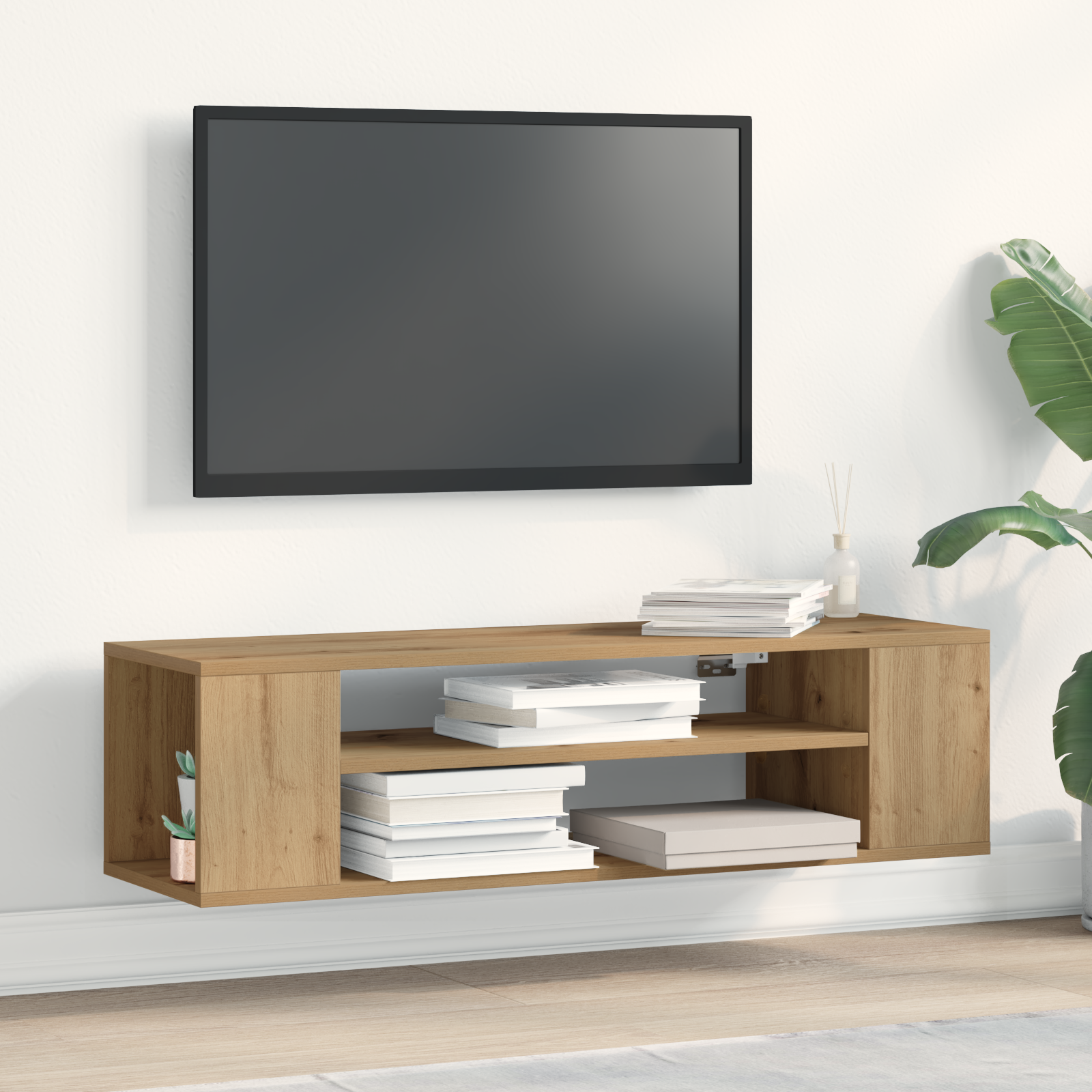 Mueble de TV de Pared vidaXL en Roble Artisan de 100x30x26,5 cm