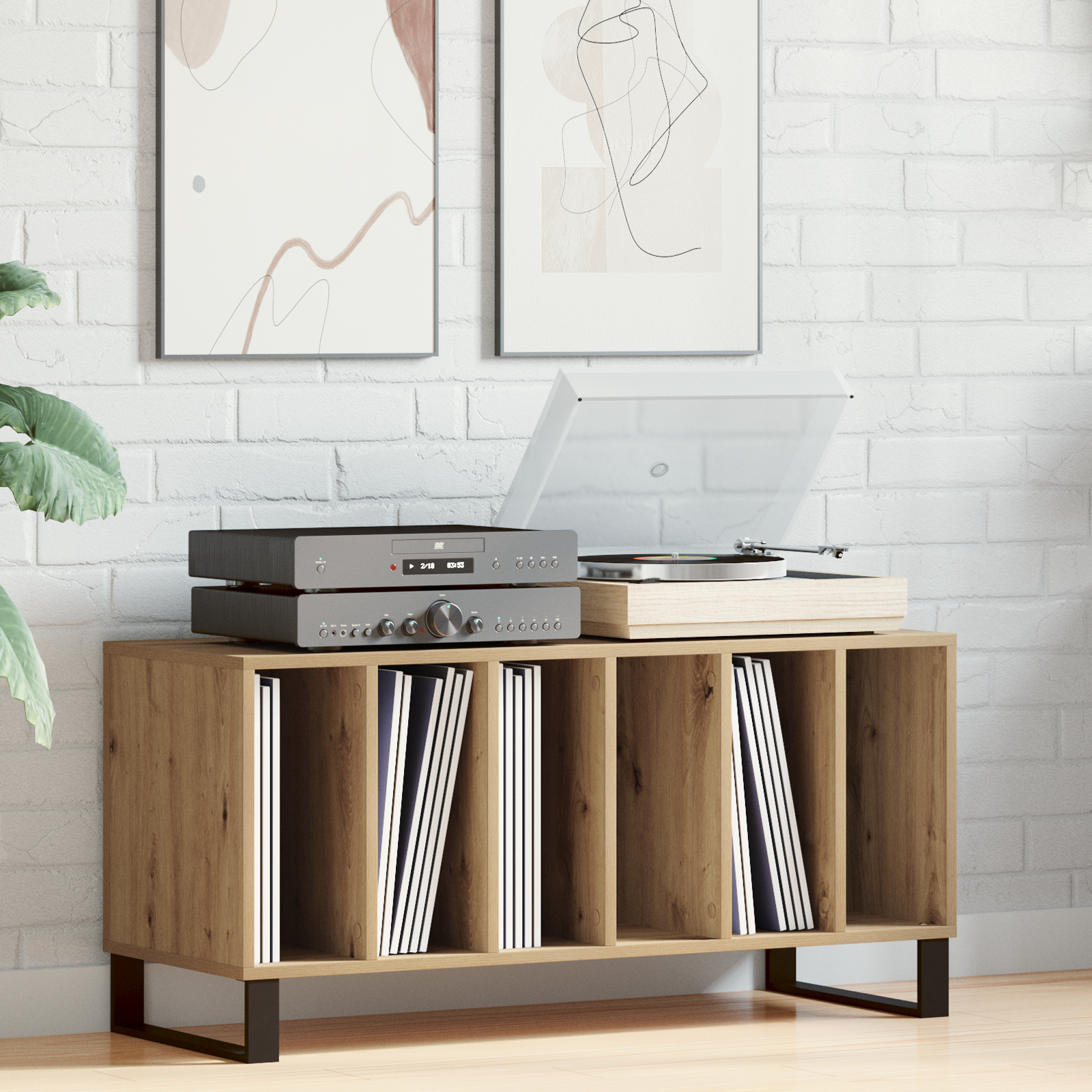 Armario de discos vidaXL Roble Artesano 100x38x48 cm Madera Ingenierizada