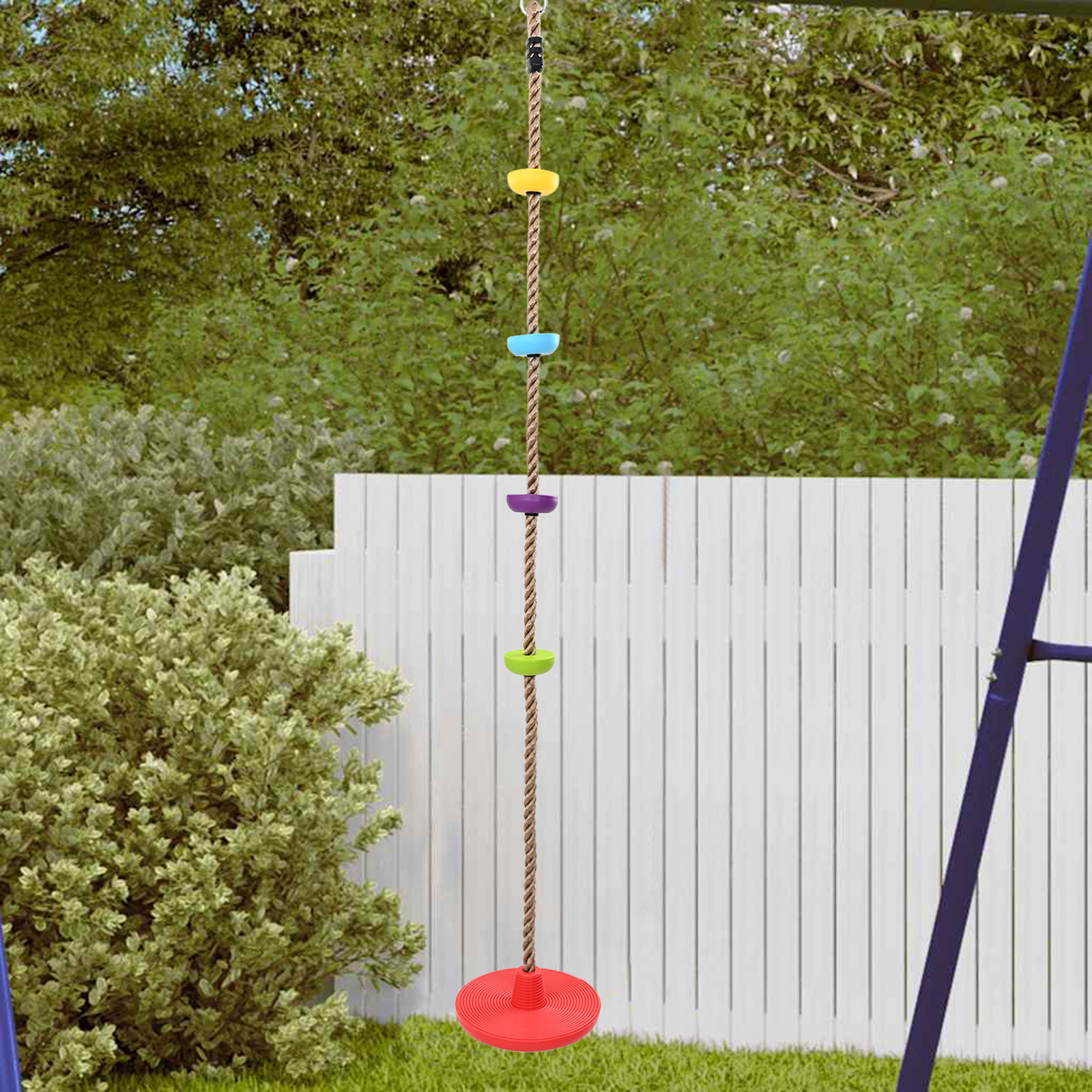 Cuerda para escalar vidaXL para niños con asiento tipo disco y plataformas de 200 cm