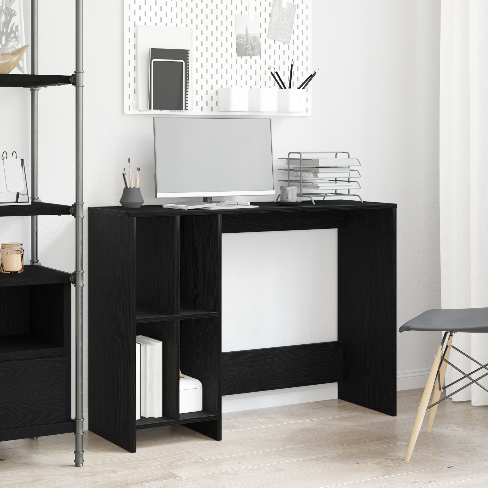 Escritorio vidaXL Negro Roble 102,5x35x75 cm Madera Ingenerizada