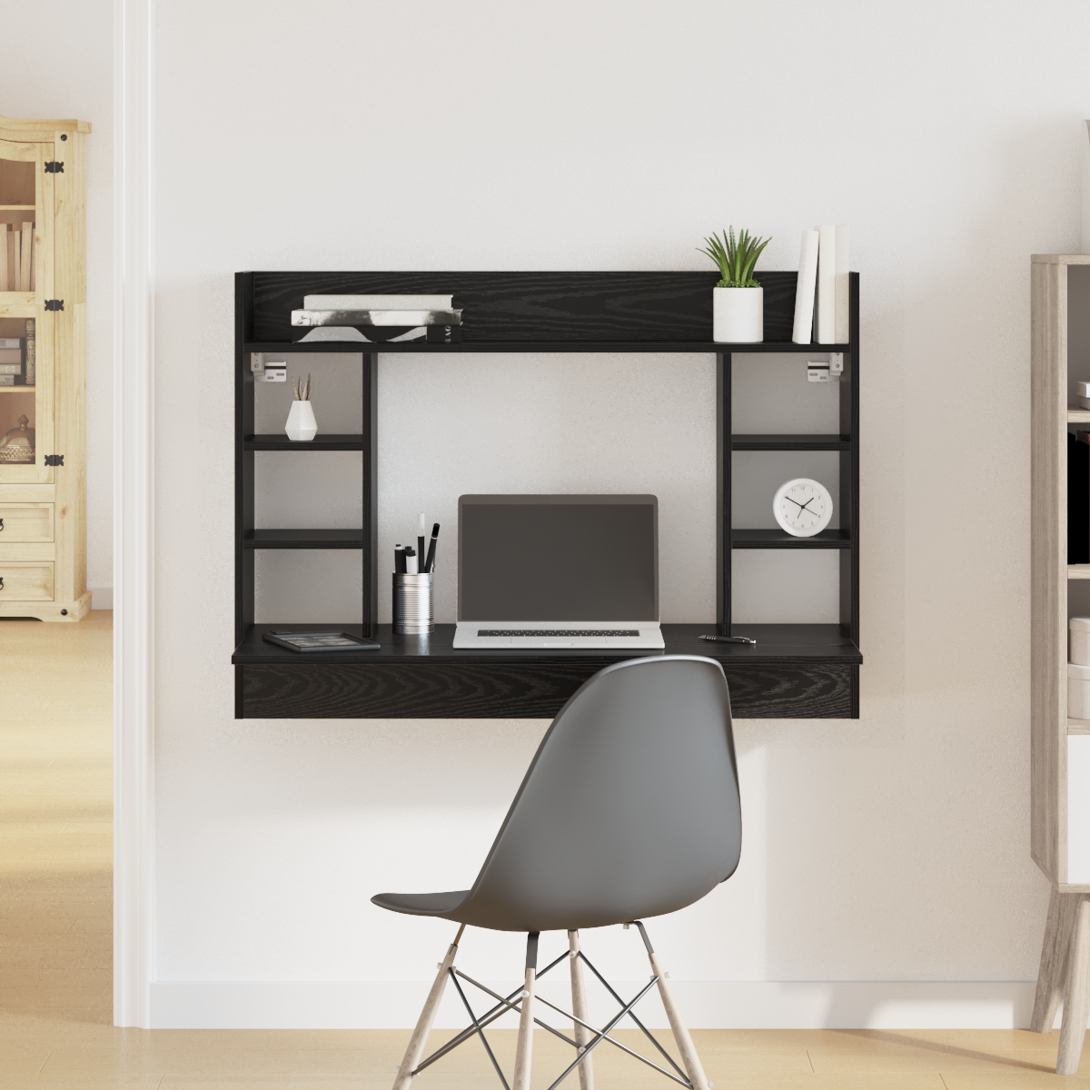 vidaXL Wand-Schreibtisch Schwarz Eiche 105x48x75 cm Holzwerkstoff