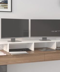vidaXL Monitorständer Weiß 100x27x15 cm Massivholz Kiefer